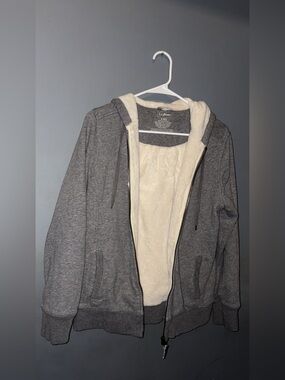 L.L.Bean Sherpa-Lined Grey Zip-Up Hoodie